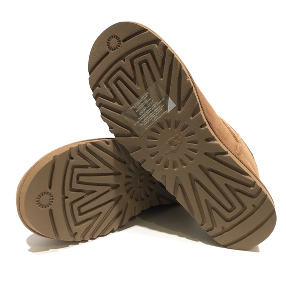 UGG CLASSIC MINI UGG RUBBER LOGO BOOTS -CHESTNUT SUEDE /UGGPure -WOMEN’S US 10 - Picture 7 of 7